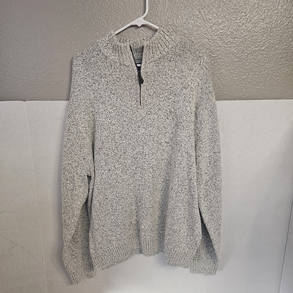 NWT Chaps Man 1/4 Zip Ivory Sweater Sx XXL Mock Neck Grandpa Core Fisherman C018